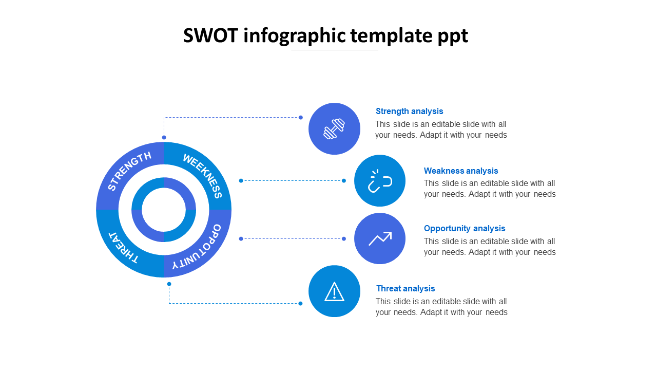 swot infographic template ppt-blue